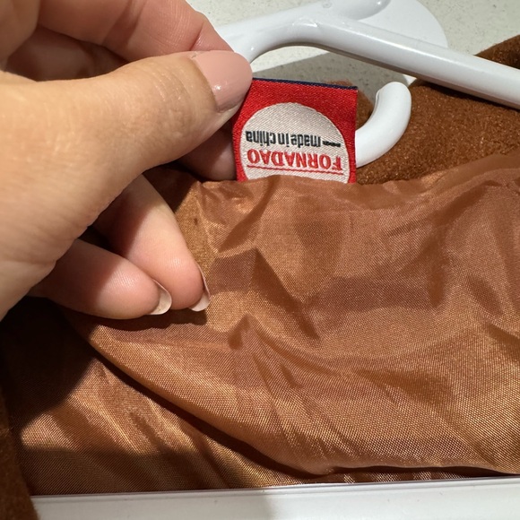 Fornadao Burnt Orange Cognac Hooded‎ Bomber Coat Jacket Men’s Medium Fall Winter - Picture 5 of 9